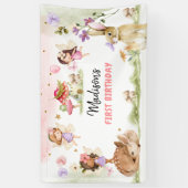 Fairy Birthday 1. Verzauberter Wald Girl Floral Banner (Vertikal)