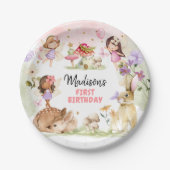 Fairy Birthday 1. Verzauberter Wald Girl Floral Pappteller (Vorderseite)