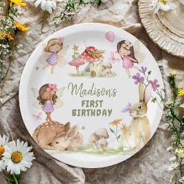 Fairy Birthday 1. Verzauberter Wald Girl Floral Pappteller