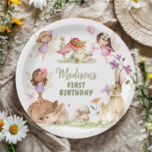 Fairy Birthday 1. Verzauberter Wald Girl Floral Pappteller