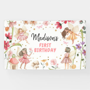 Fairy Birthday 1. Verzauberter Wald Mädchen Hinter Banner