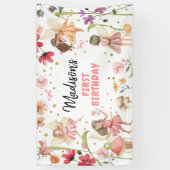Fairy Birthday 1. Verzauberter Wald Mädchen Hinter Banner (Vertikal)