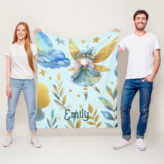 Fairy Birthday Aquamarin Gold Pink Princess Mairyt Fleecedecke (Beispiel)