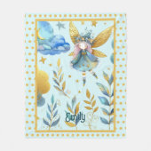Fairy Birthday Aquamarin Gold Pink Princess Mairyt Fleecedecke (Vorderseite)