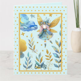 Fairy Birthday Aquamarin Gold Pink Princess Mairyt Karte