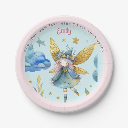 Fairy Birthday Aquamarin Gold Pink Princess Mairyt Pappteller (Vorderseite)