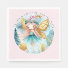 Fairy Birthday Aquamarin Gold Pink Princess Mairyt Serviette