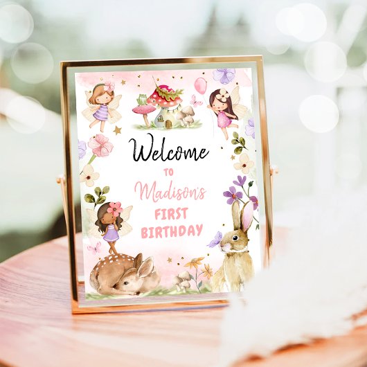 Fairy Birthday Begrüßung verzaubertes Waldmädchen  Poster