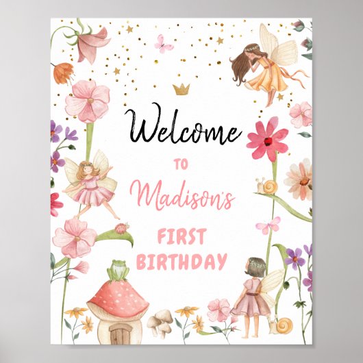 Fairy Birthday Begrüßung verzaubertes Waldmädchen  Poster (Vorne)