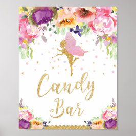 Fairy Birthday Candy Bar Sign Baby Girl Dusche Poster