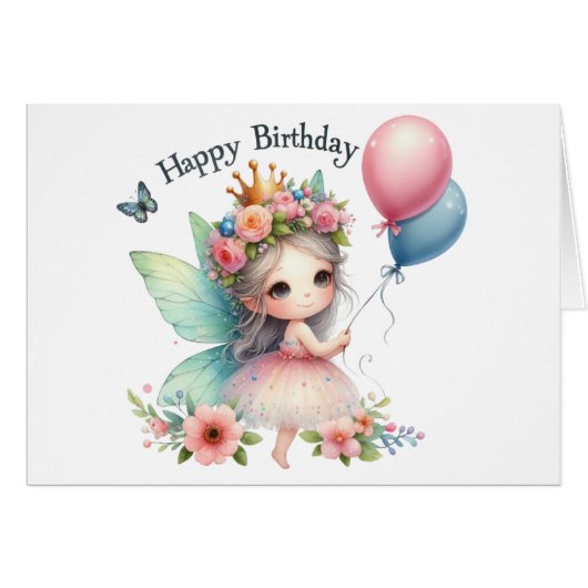 Fairy Birthday Card (Vorderseite (Horizontal))