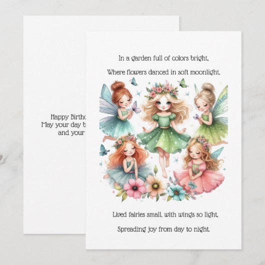 Fairy Birthday Card Einladung (Vorne/Hinten)