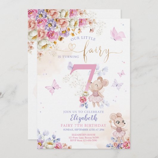 Fairy Birthday Einladung (Vorne/Hinten)