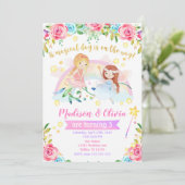 Fairy Birthday Einladung / Joint Twins Party (Stehend Vorderseite)