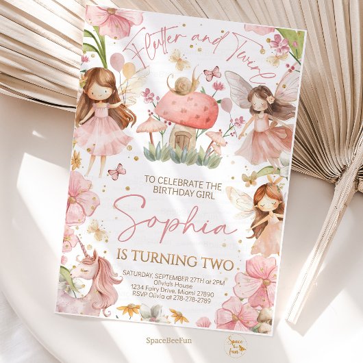 Fairy Birthday Einladung Party Magical Unicorn