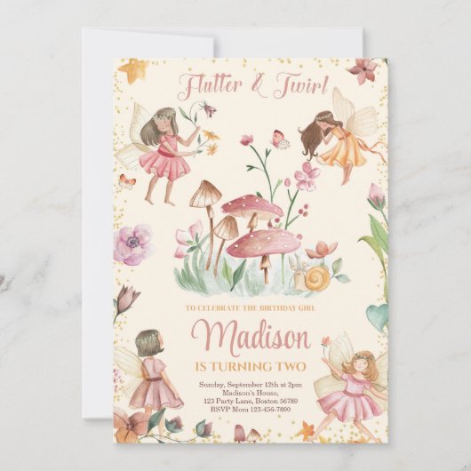 Fairy Birthday Einladung verzauberter Wald einlade (Vorderseite)