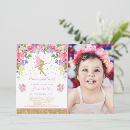 Fairy Birthday Einladung Whimsical Magical Party (Stehend Vorderseite)