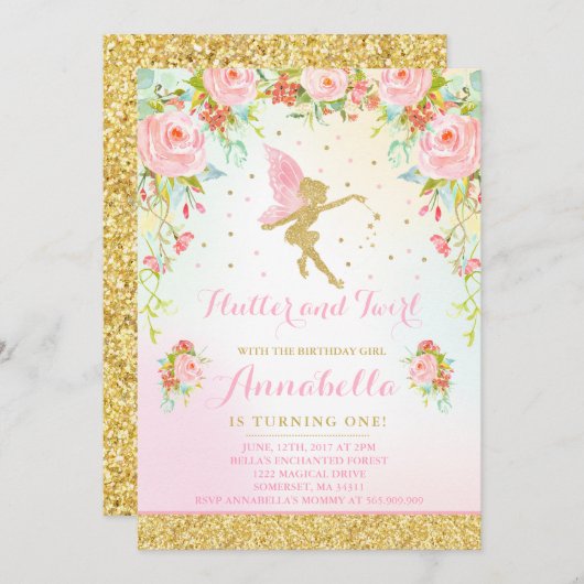 Fairy Birthday Einladung Whimsical Magical Party (Vorne/Hinten)