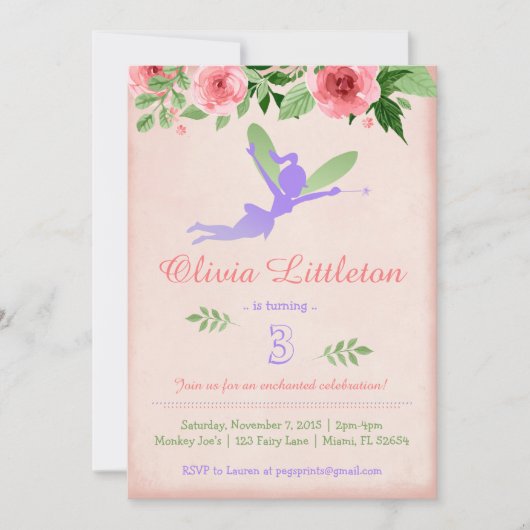 Fairy Birthday Einladungen - Fairy Birthday Party (Vorderseite)