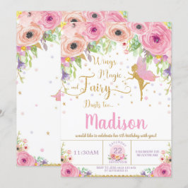 Fairy Birthday Einladungen Pink Floral Whimsical