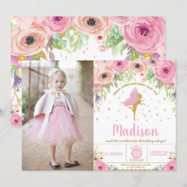 Fairy Birthday Einladungen Whimsical Pink Floral