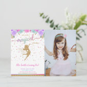 Fairy Birthday Foto Einladung (Stehend Vorderseite)