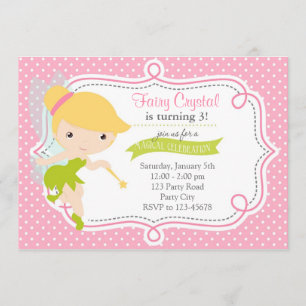 Fairy Birthday Invitation for Girls (Pink Green) Einladung