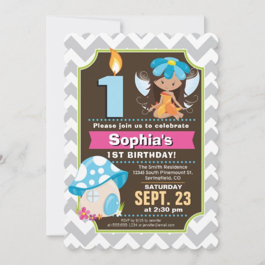Fairy Birthday Invitation Girl Einladung (Vorderseite)