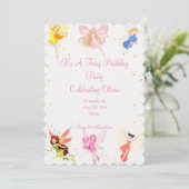 FAIRY BIRTHDAY PARTEI FÜR MÄDCHEN EINLADUNG (Stehend Vorderseite)
