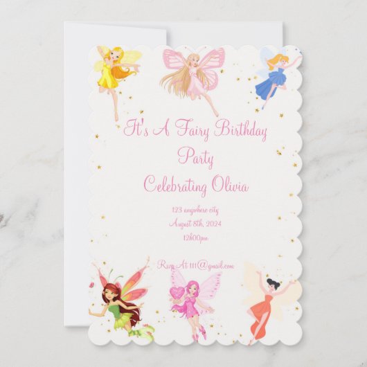 FAIRY BIRTHDAY PARTEI FÜR MÄDCHEN SAVE THE DATE (Vorderseite)