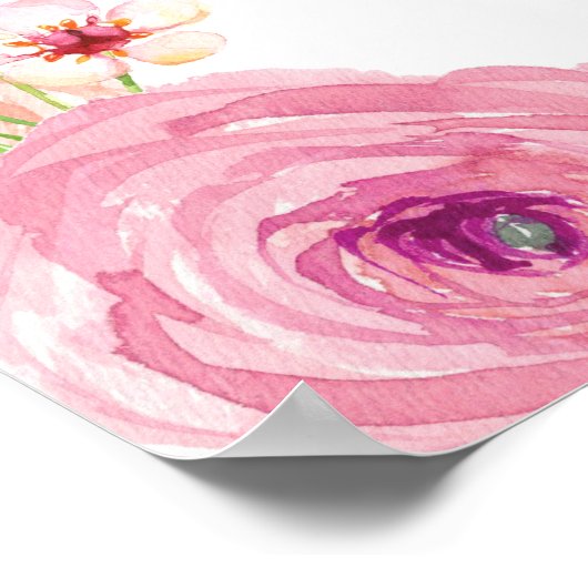 Fairy Birthday Party Backbanner Pink Floral Poster (Ecke)