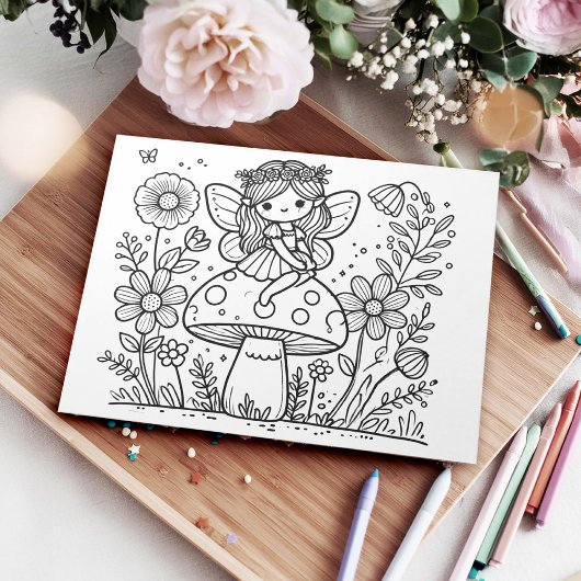 Fairy Birthday Party Coloring Activity für Kinder Notizblock