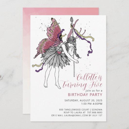 Fairy Birthday Party Einladung (Vorne/Hinten)