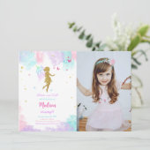 Fairy Birthday Party Einladung mit Foto (Stehend Vorderseite)
