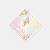 Fairy Birthday Party Napkin Pink und Gold Fairy Serviette (Ecke)