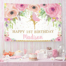 Fairy Birthday Party Pink Floral Willkommen Hinter Banner