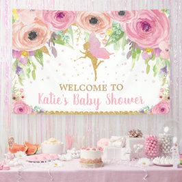 Fairy Birthday Party Pink Floral Willkommen Hinter Banner