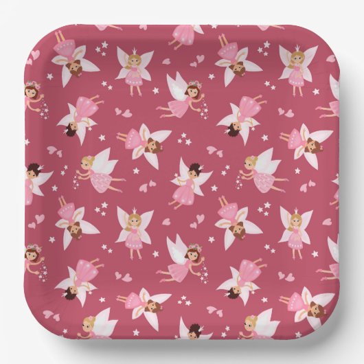 Fairy Birthday Party Pink Pappteller (Vorderseite)
