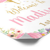 Fairy Birthday Party Willkommen Signing Pink Flora Poster (Ecke)