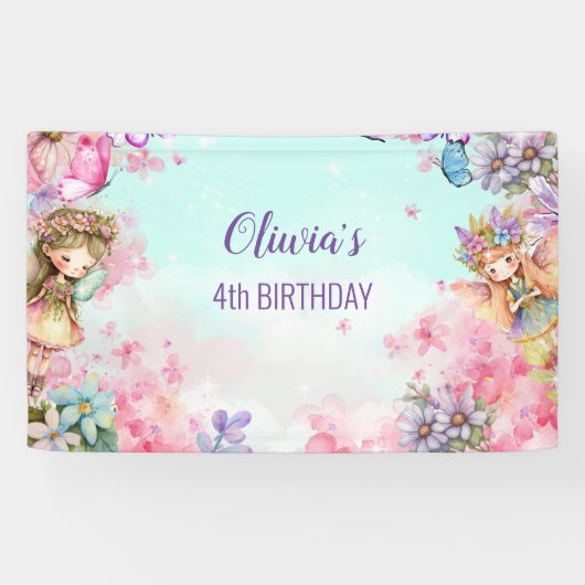 Fairy Birthday Princess Fairy Birthday Banner (Horizontal)