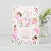 Fairy Birthday Whimsical Princess Fairy Birthday Einladung (Stehend Vorderseite)
