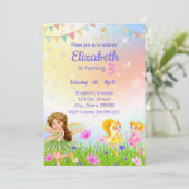 Fairy Birthday Whimsical Princess Girl Einladung (Stehend Vorderseite)