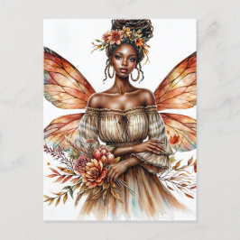 Fairy Black Woman mit Locations Watercolor Postkarte