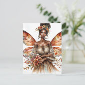 Fairy Black Woman mit Locations Watercolor Postkarte (Stehend Vorderseite)