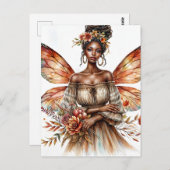 Fairy Black Woman mit Locations Watercolor Postkarte (Vorne/Hinten)