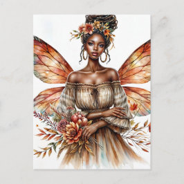 Fairy Black Woman mit Locations Watercolor Postkarte