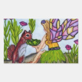 Fairy-Blätter Eichhörnchen Gestrickte Glasscherben Rechteckiger Aufkleber (Vorderseite)