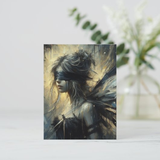 Fairy Blindfold Postkarte (Stehend Vorderseite)