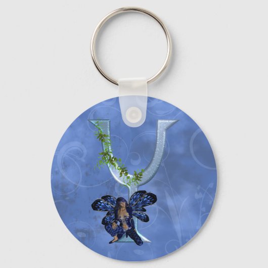 Fairy Blue Monogram Y Schlüsselanhänger (Vorderseite)