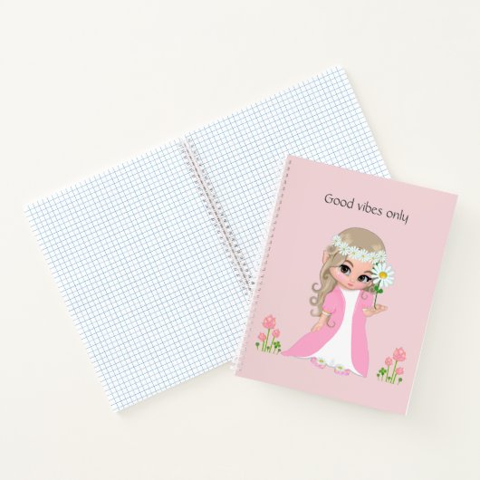 Fairy & Blume auf hellrosa Notebook Notizblock (Innenseite)